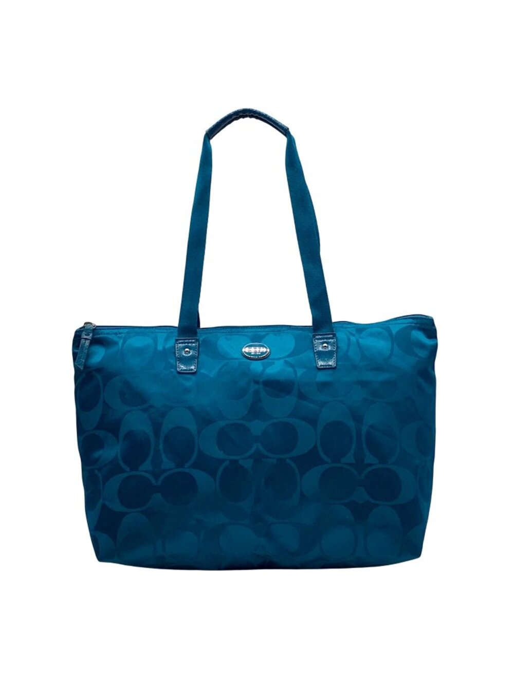 Coach Blue Signature Nylon Weekender Tote Bag